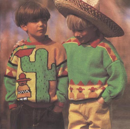 Вязание. Вязаные модели для детей. Пуловеры с мексиканскими мотивами 