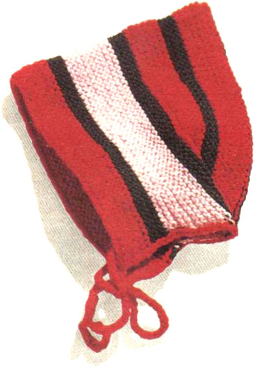 Вязание. Шапочка с красными полосами 